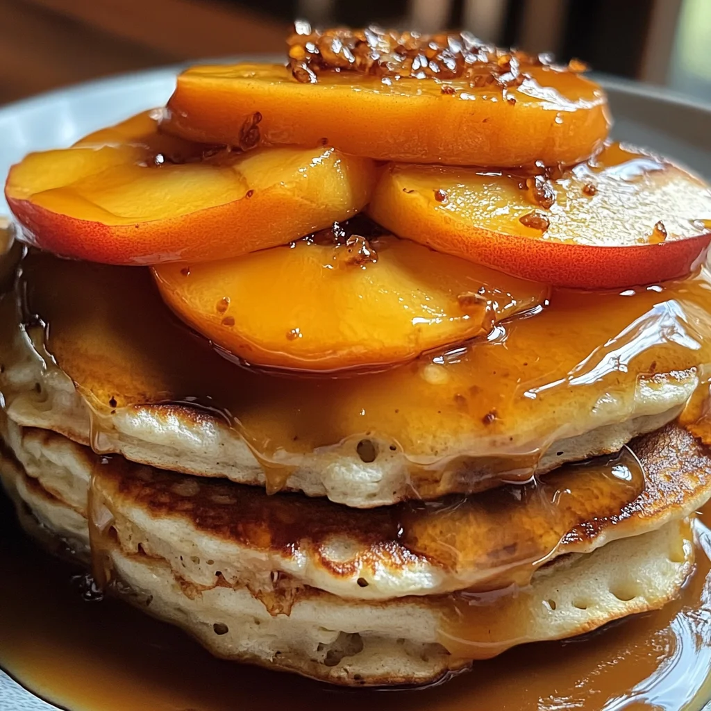 Caramel Peach Upside-Down Pancakes