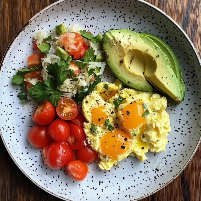 Scrambled Egg & Avocado Plate with Tomato Salad & Sauerkraut