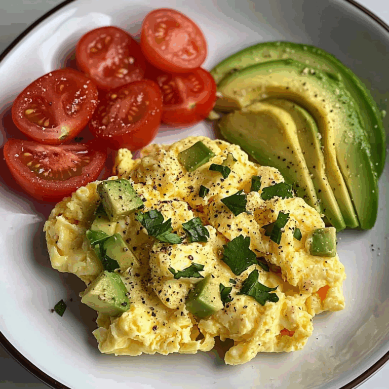 Scrambled Eggs with Avocado & Tomato